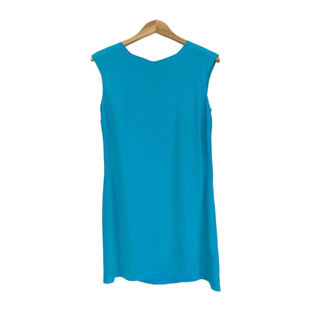Cynthia Rowley 100% Silk Teal Dress Cap Sleeve Sheath Exposed Back Zipper Size 6 - Picture 9 of 12